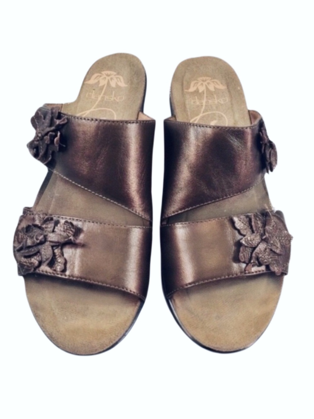 Dansko Womans Bronze Leather Double Strap Adjustable Sandals 7M